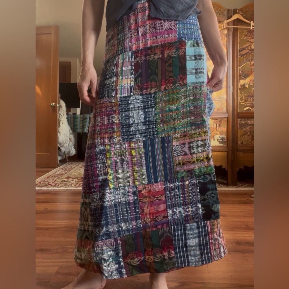 Boho Patchwork Maxi Wrap Skirt - Multicolor - image 3